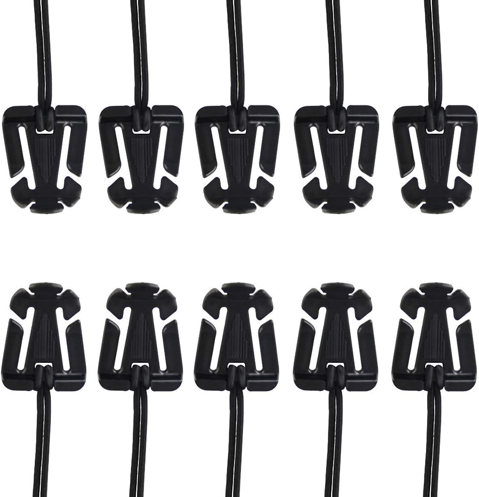 TANCUDER 10 Pack Tactical Gear Clip Molle Web Dominators Elastic String/Cord &Buckles Outdoor Hydration Tube Backpack Straps Management Tie Multipurpose Fastener with Zippered Pouch