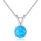 CiNily Sterling Silver Necklace Created Opal Pendant Necklace for Women Hypoallergenic Necklace