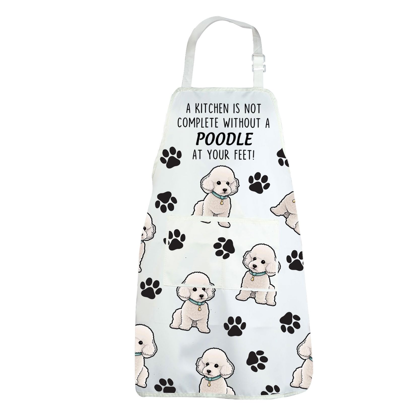 CENWA Poodle Mom Apron With Pockets Poodle Lover Gifts Dog Owner Gifts Adjustable Cooking Apron For Poodle Dog Lovers (Poodle Apron EU)