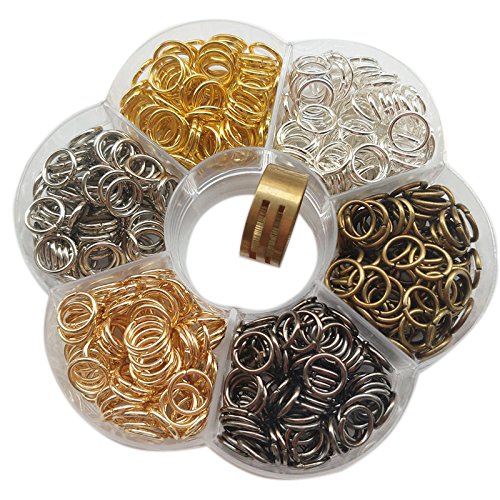 Chenkou Craft 1 Box 6 Colors Open Jump Ring & Ring Jewelry Keychain Making from 4mm to 10mm with 1 pc Jump Ring Open/Close Tool and 1 pc Clear Box (9mm) — image 1