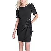 DKNY Womens Short Sleeve Mini Sheath Dress