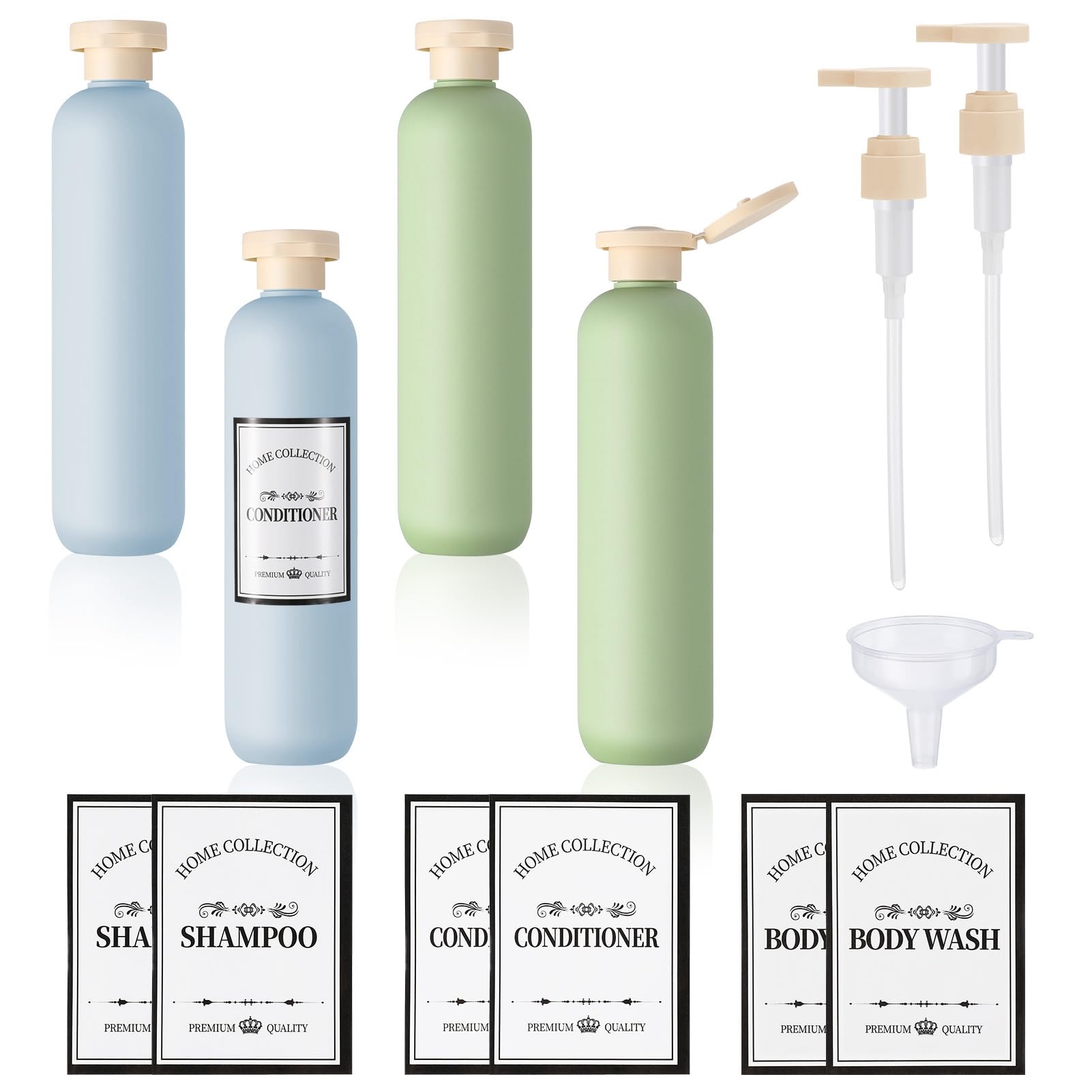 GSrenyu 4Pack Travel Bottles 260ml Leak Proof Squeeze Travel Containers with Pump and Lable, Plastic Empty Squeeze Bottles Refillable Containers for Toiletries Shampoo Conditioner Body Wash