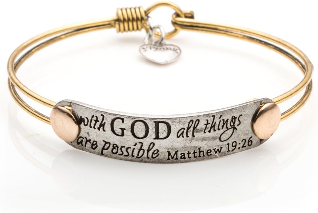UNQJRYBible Verse Friendship Brave Inspirational Bracelets Vintage Brass Bangle Jewelry
