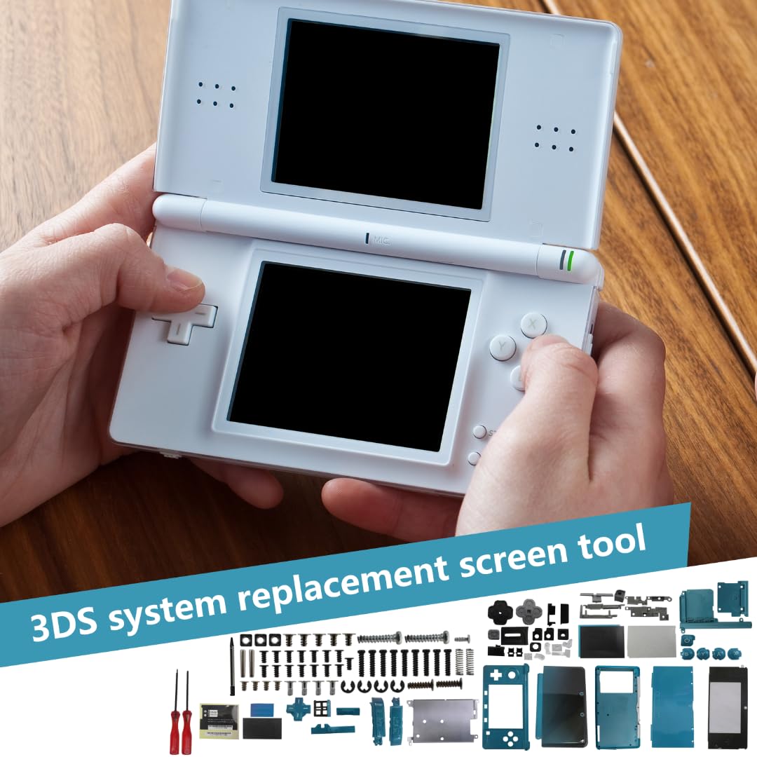 ATIODYUUK Housing Shell for Nintendo 3DS System Replacement Screen Tools Console Aqua Blue