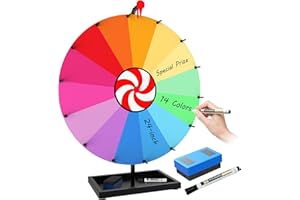 SFTPO 24 Inch Tabletop Spinning Prize Wheel, Spin Doodle Game Spinner, 14 Color Prize Wheel Spinner with Stand, Wheel of Fortune Game, Suitable for Trade Shows, Carnivals, Party Games (24″)