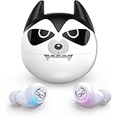 Wireless Earbuds for kids,Cute Hasky Design Earbuds for Phone, IPX5 Waterproof Stereo Headphones in Ear with Mic and Charging Case, 36H Playtime Touch Control True Wireless Bluetooth Earphone.