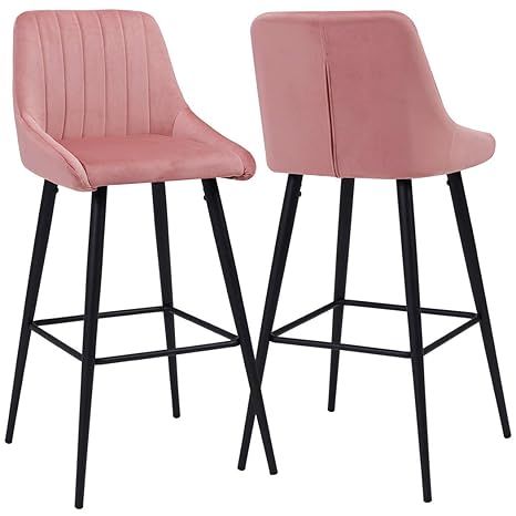 Duhome Velvet Upholstered Barstools With Back Set Of 2 Backless Counter Height Bar Stools Bar Chairs For Kitchen Living Room Pink Duhome Velvet Upholstered Barstools With Back Set Of 2 Backless Counter Height Bar Stools Bar Chairs For Kitchen Living Room Pink