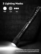 Lepro Small Torch Battery Powered 2 Pack LED Penlight 3 Modes IPX4 view 3