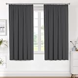 H.Versailtex Blackout Curtains 66x54 Charcoal Grey 2 Panels Pencil Pleat view 2
