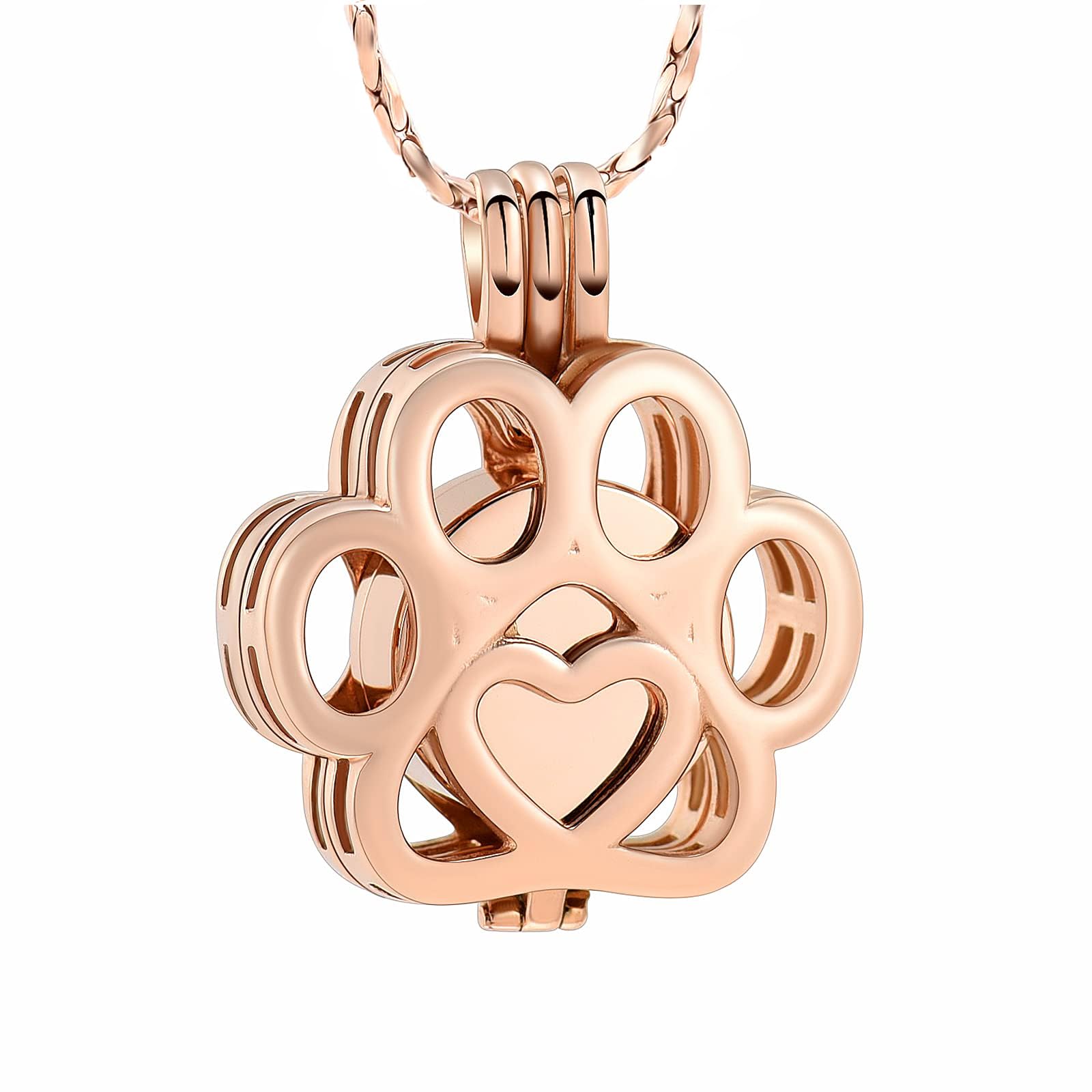 AIWENXI Pet Ashes Necklace Cremation Jewellery for Cat Dog Ashes Pendant Inside Mini Case Paw Print Urn Necklace for Women Men Keepsake Memorial Jewelry for Ashea Locket
