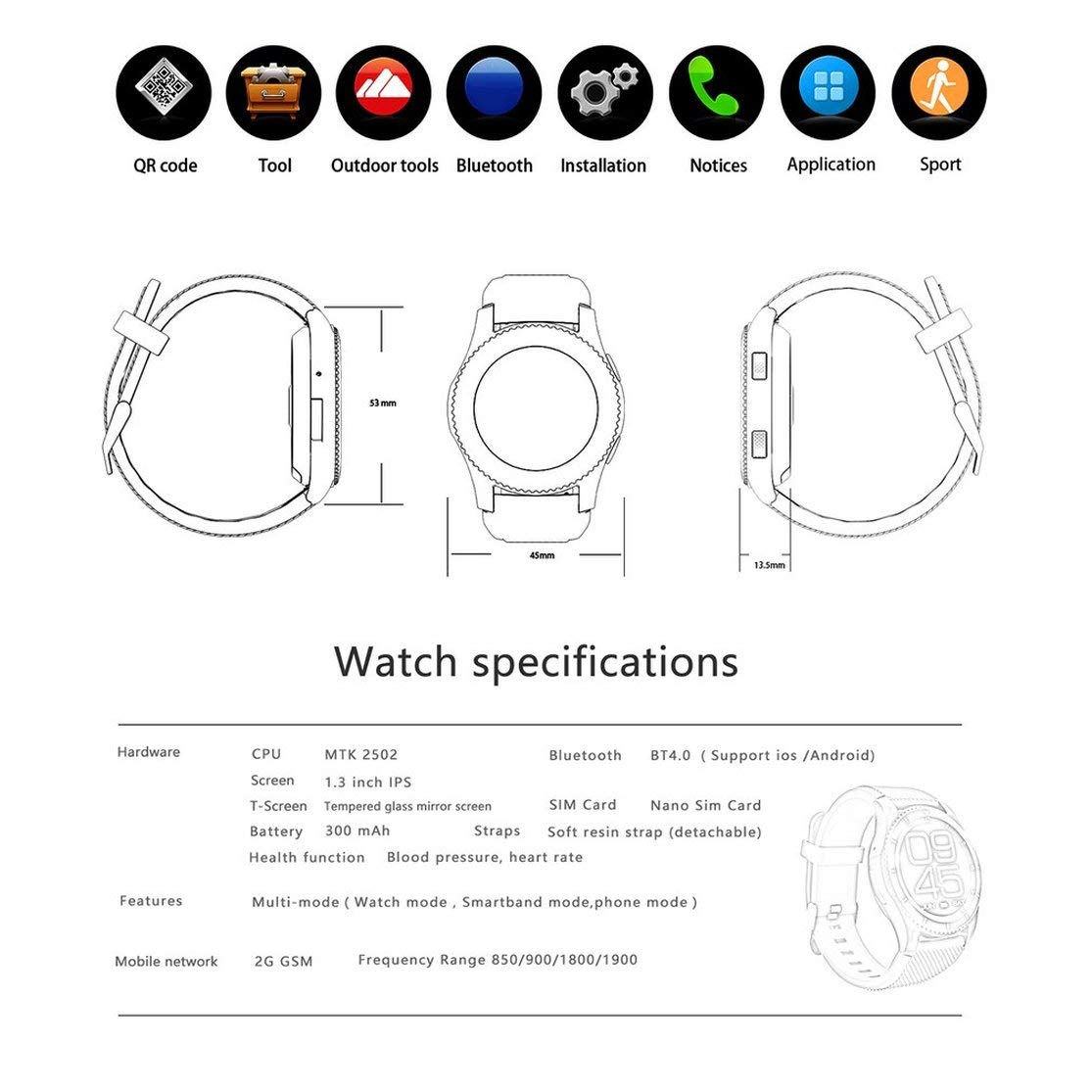 No.1 G8 Smartwatch 4.0 MTK2502 Sport Watch SIM Call Message ...