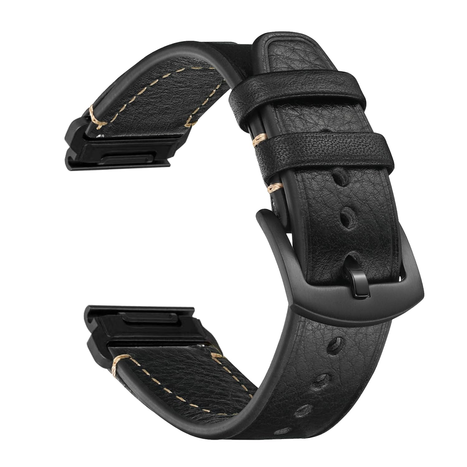 CeiBand Leather Strap for Garmin QuickFit 22 mm 26 mm, Watch Band for Women and Men, Soft and Comfortable Leather Bracelet, Replacement Strap for Garmin QuickFit 22 mm, 26 mm - 22mm Black