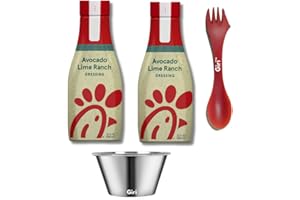 chikfila Avocado Lime Ranch Salad Dressing, 12 oz (2-pack) Bundle with Giri Plastic Spork and Stainless Steel Condiment Cup (