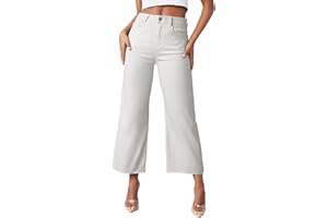 Sidefeel Womens Jeans High Waisted Cropped Jeans Stretchy Straight Wide Leg Denim Pants Fall Fashion Outfits