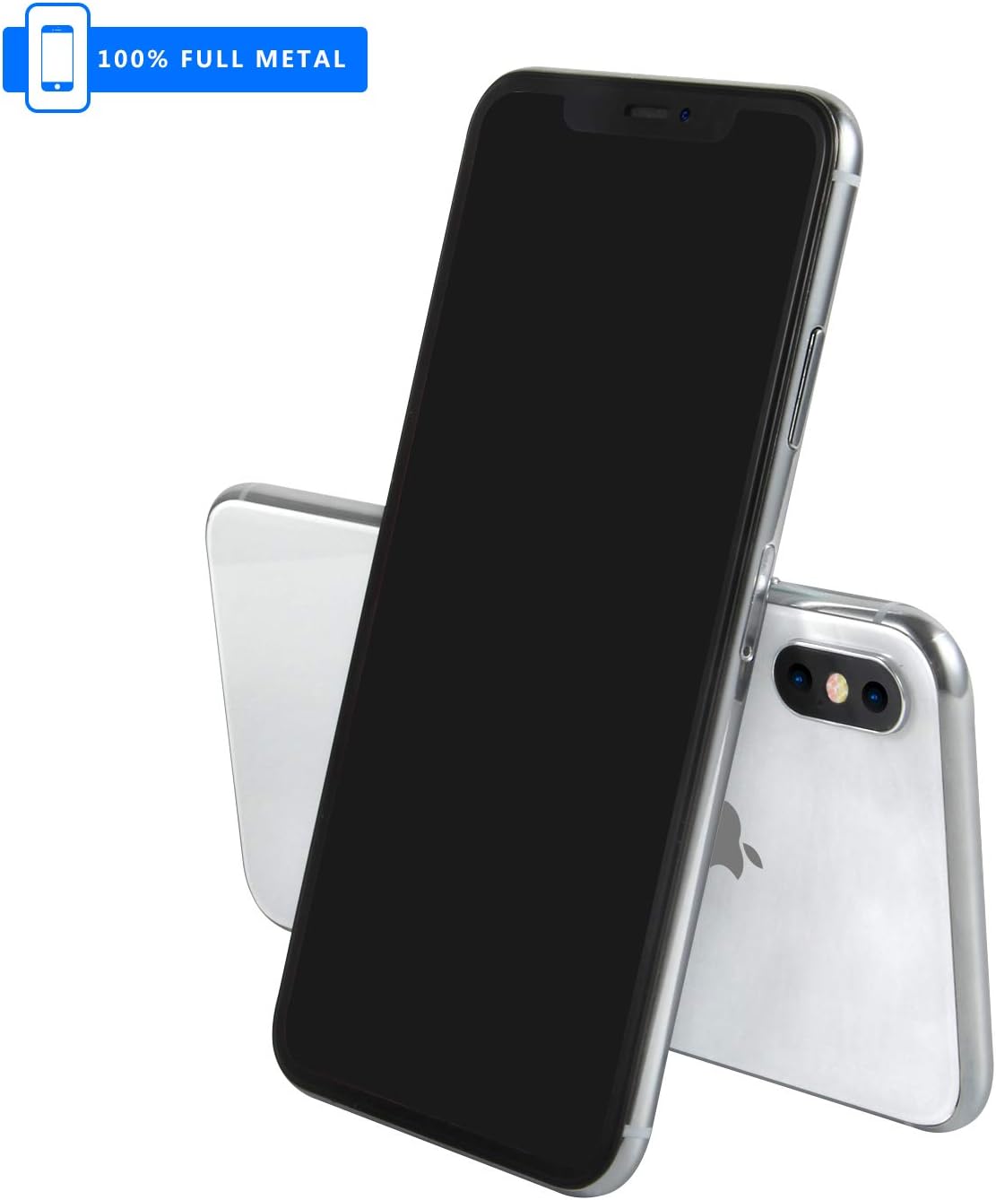 3rd Generation [Full Metal] Fake Dummy Display Compatible with Apple iPhone [Non-Working] 1:1 Scale Phone XS MAX 6.5 inches (Silver Black Screen)