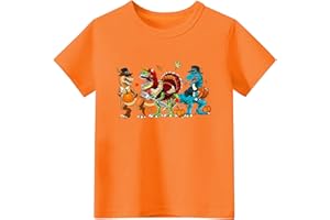 Sineeko Thanksgiving Shirt Toddler Boys Girls Turkey Squad Graphic T-Shirt Fall Thankful T-Rex Dinos Tee Tops 2-7Years