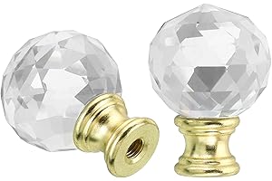 PATIKIL 1/4-27 Crystal Lamp Finial Cap for Lamp Harp Lampshade Top, 2 Pack Cap Nut Screw Cap Knob Lamp Shade Decoration for T