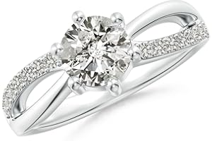 Angara Split Shank Natural Diamond Promise Ring for Women in 925 Sterling Silver / 14K Solid Gold | Birthday, Engagement, Anniversary, Wedding Jewelry Gift for Women