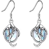 JERWLI Octopus Moonstone Earrings 925 Sterling Silver Moonstone Octopus Dangle Drop Earrings Jewelry Gifts for Women Octopus Lovers