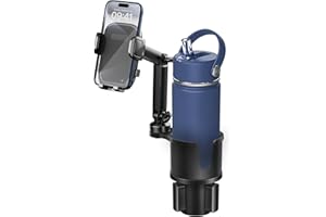 EASKKTY Cup Phone Holder for Car with Expandable Base, 2 in 1 Adjustable Hands Free Cell Phone Holders Car Cupholder Mount, Friendly Fit Large Bottle & iPhone All Cellphone for Truck SUV | No Shake Design