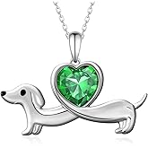 qielizhu Dachshund Gifts Dachshund Necklace 925 Sterling Silver Dachshund Gifts for Women Birthstone Dachshund Jewelry Gifts for Women