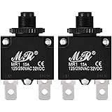 uxcell 2Pcs Thermal Overload Protector AC 125/250V 15A Push Button Reset Circuit Breaker