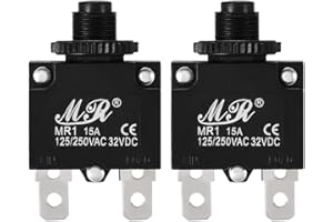 uxcell 2Pcs Thermal Overload Protector AC 125/250V 15A Push Button Reset Circuit Breaker