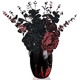 Tinsow 12 Pcs Spooky Halloween Flower Bouquet Set,Realistic Black and Red Artificial Flowers for Creepy Centerpieces,Eerie Gothic Decor, Haunted House, Party Table Arrangements