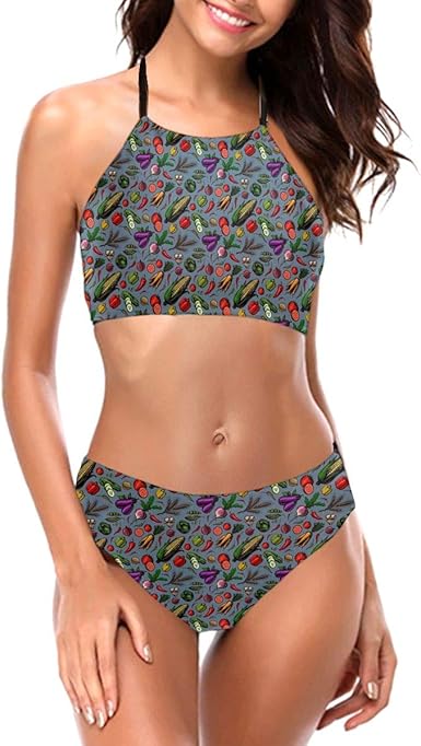 bikini high neck push up