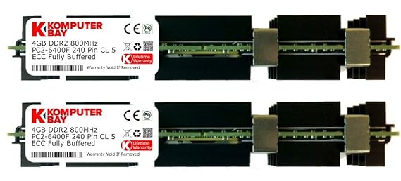 Komputerbay 8GB (2X4GB) DDR2 PC2-6400F 800MHz ECC Fully Buffered FB-DIMM (240 PIN) 8 GB w / Heatspreader für Apple-Computer