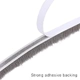 MILEQEE Door Brush Seal 33ft 5mm Pile Weather Stripping Self Adhesive Grey view 5
