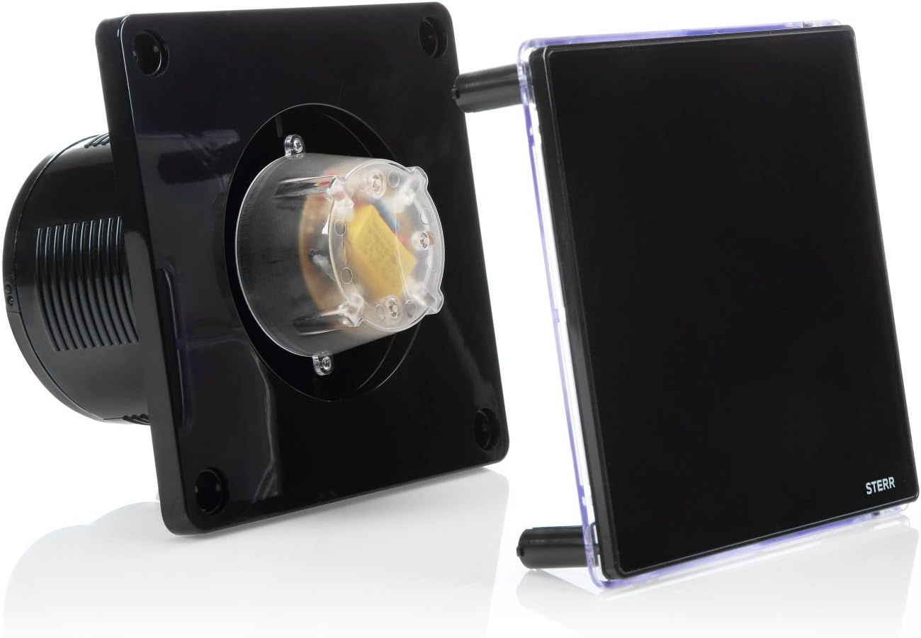STERR Black Bathroom Extractor Fan with LED Backlight 100 mm / 4