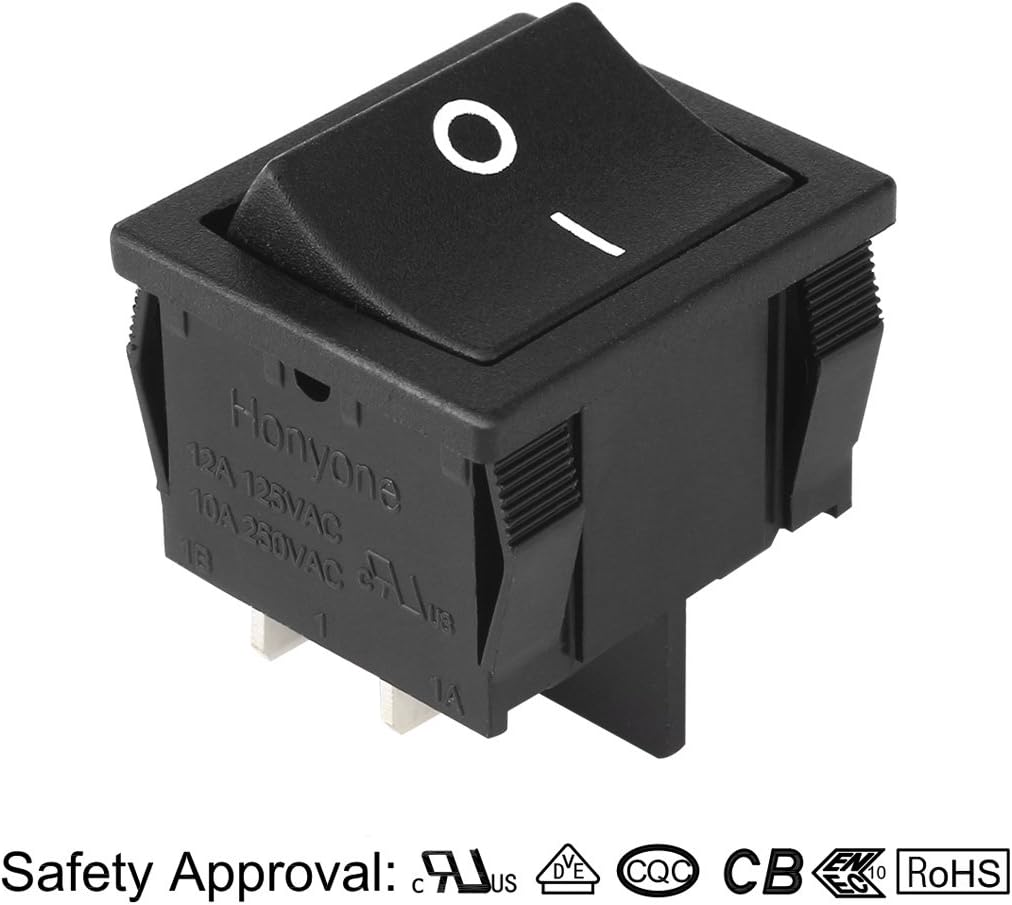 Aexit DPST 4 Terminal 2 Position Boat On Off Rocker Switch Black AC 12A/125V 10A/250V UL Listed (c0c69585ac9dcd70631d03b78a3f4b24) - Image 3