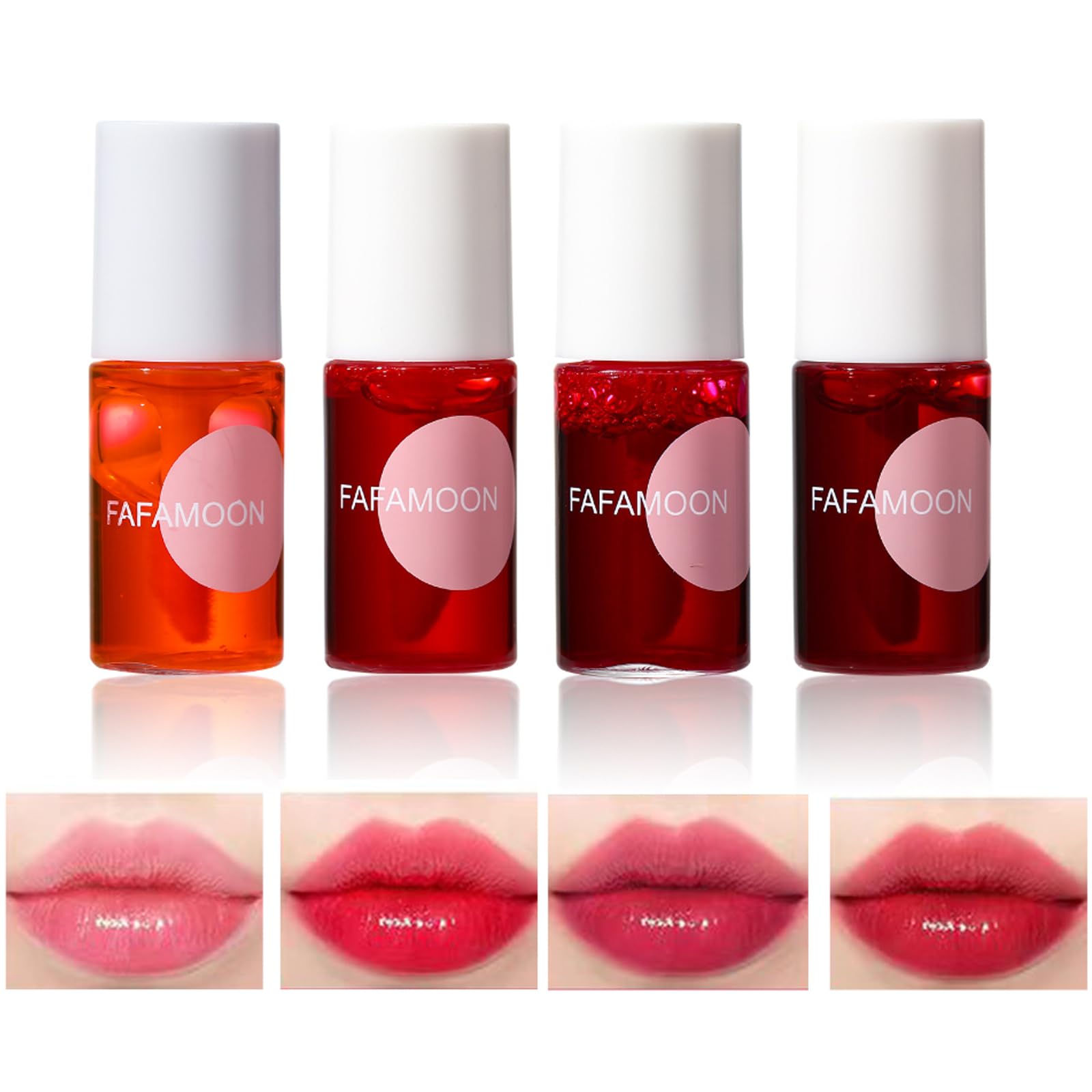 Lip Tint Stain Set, 4-Color Multi-Use Lip & Cheek Tint, Long Lasting, Lightweight, Waterproof & Transfer-Proof, Non-Sticky