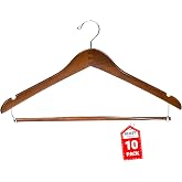 DEILSY&trade; Suit Hangers for Men 10 Pack Brown Wooden Coat Hangers for Closet | Wide shoulder suit hanger, wooden pants hangers, designed for suits, coats, jackets and formal wear