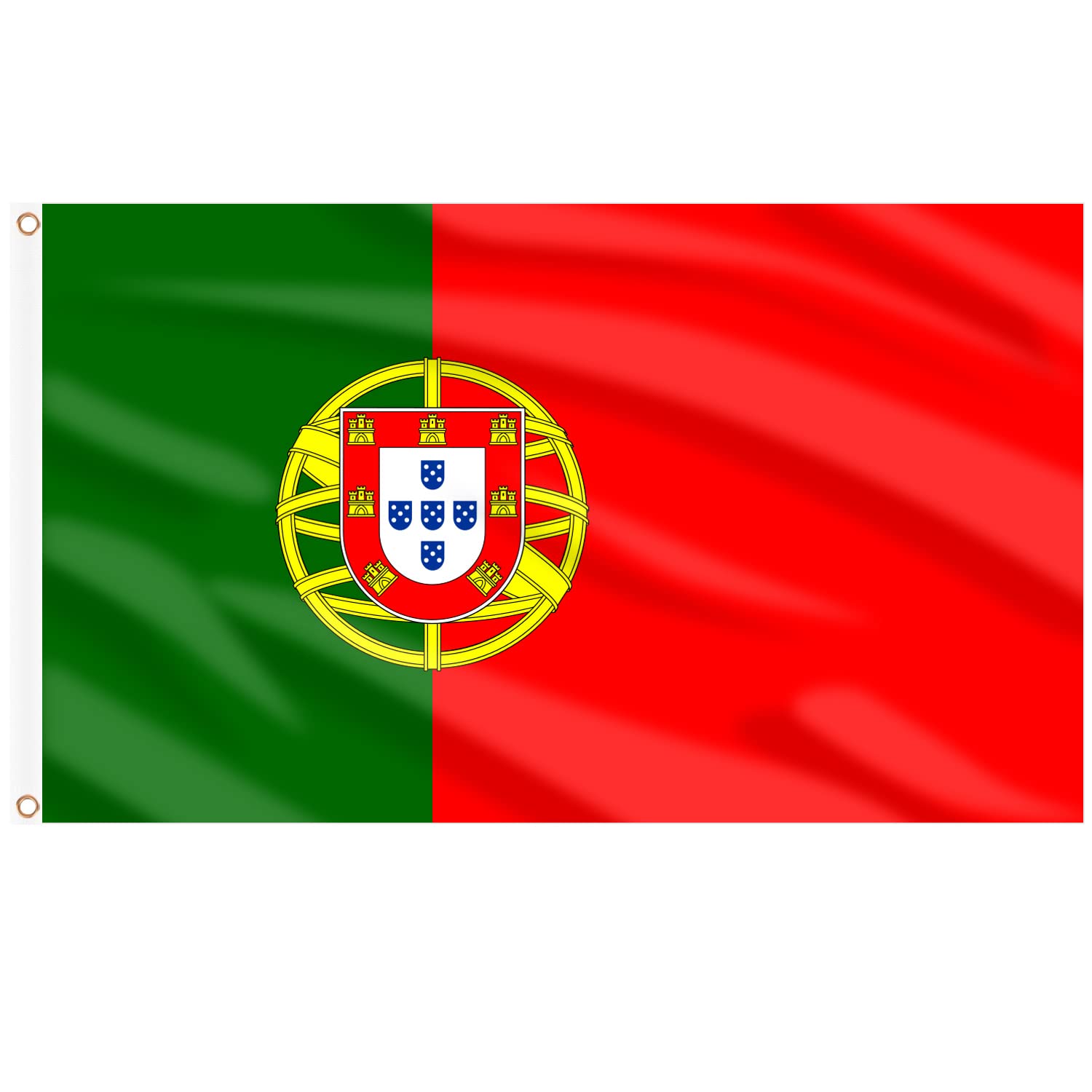 AhfuLife Portugal Flag 5ft x 3ft for Party Decorations, 1Pcs Large Portugal Flag Polyester Double Side with Brass Eyelets for World Cup Football National Day Garden Street Indoor Outdoor — image 1