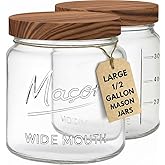 kitchentoolz Large Mason Jars with Lids – 64 oz Mason Jars Wide Mouth, 1/2 Gallon Glass Jar with Lid for Pantry Storage, Canning, Flour, Dry Goods – 2 Pack