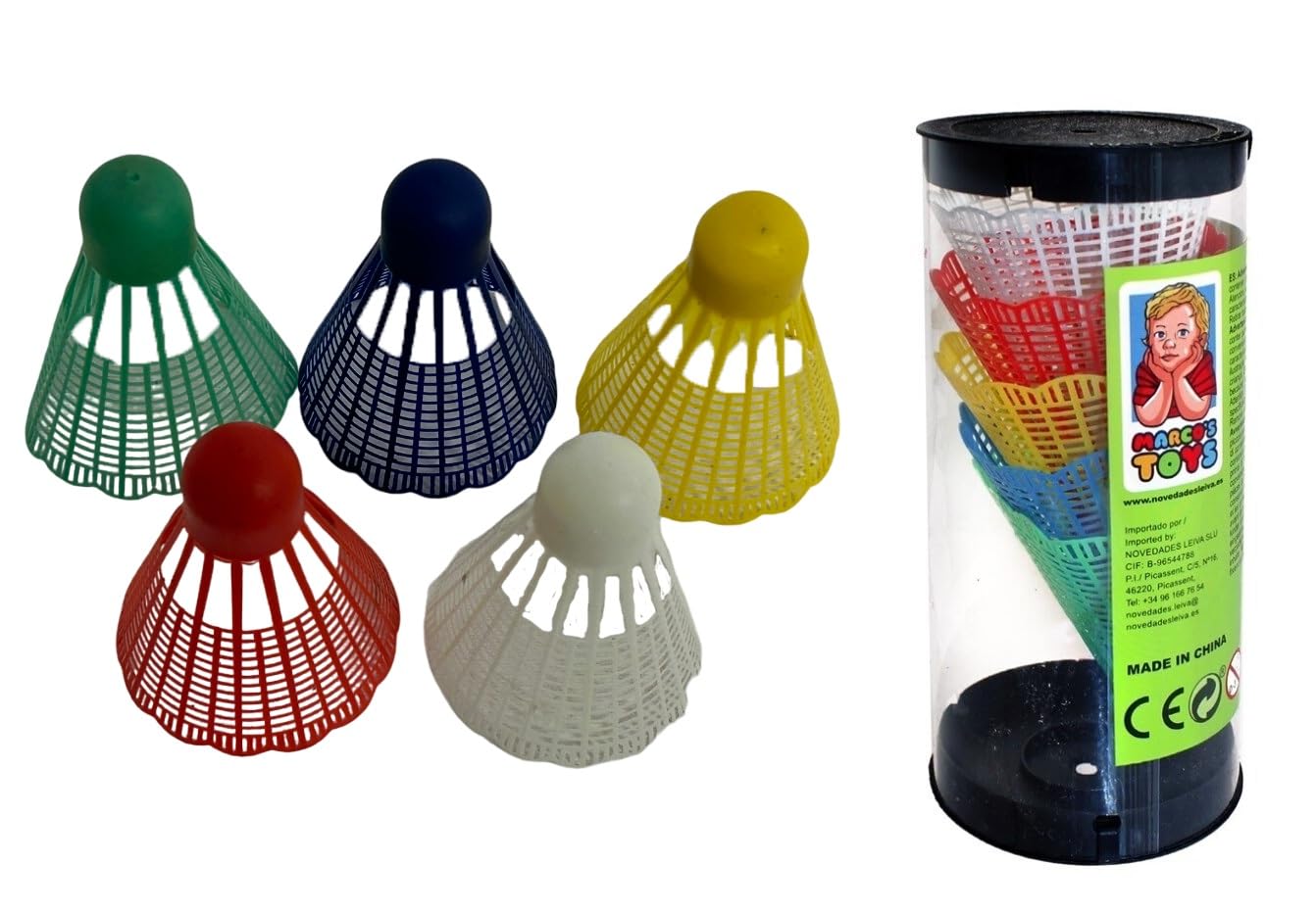 Badminton Shuttlecocks Pack of 5 Badminton Shuttlecocks Can of 5 Pieces Colourful Plastic Badminton Shuttlecocks Balls Portable Shuttlecock Set Badminton Balls for Children and Adults