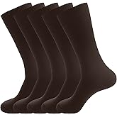 PUJANE Men's Dress Socks 5 Pairs Mens Cotton Calf Business Formal Socks Soft Breathable Athletic Long Crew Casual Socks