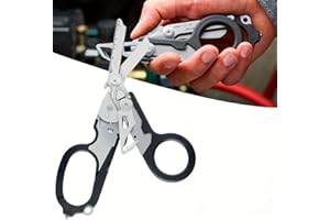 Multifunction Tactical First Aid Folding Scissors - Outdoor Survival & Emergency Tool with Ruler, Strap Cutter, and Bottle Op