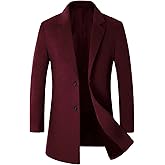 chouyatou Men's Mid-Length Single Breasted Wool Blend Top Coat