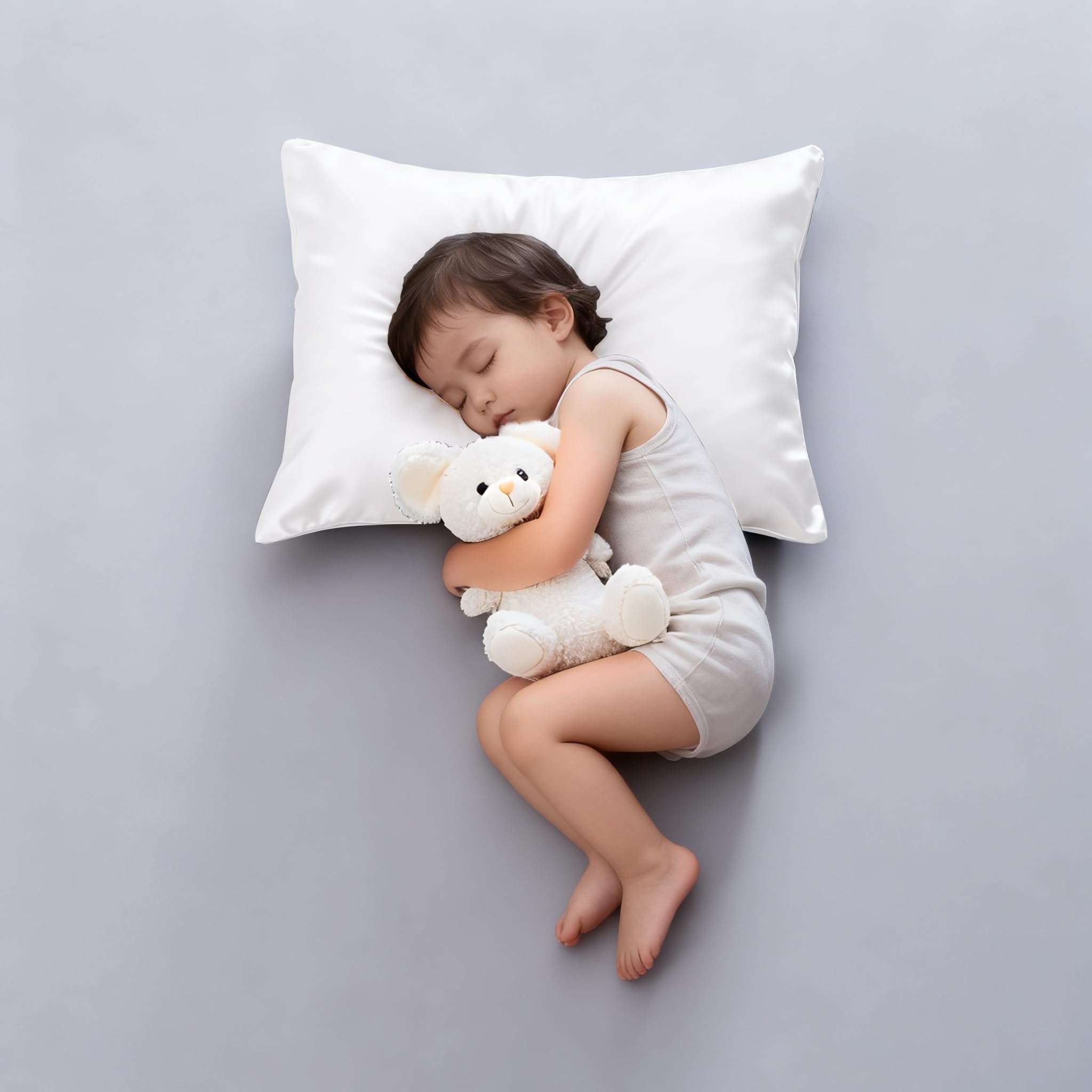 Photo 1 of 2 Pack Cooling Toddler Pillow Cases,Viscose Derived from Bamboo Small Pillow Protectors Set of 2, 400 Thread Count Soft Silky Breathable Summer Pillow Cover with Zipper Hidden (2PCS, 13‘’x18‘’,White)