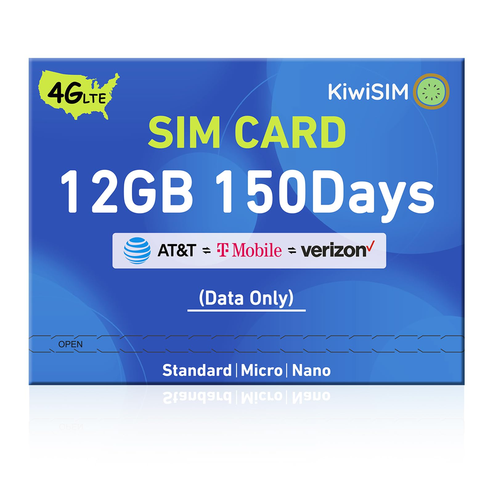 Prepaid Data SIM Card 12GB 150Days,4G LTE SIM Card for Unlocked Phone/Router/Security Camera,Support for AT&T,T-Mobile and Verizon,No Contract(Requires Activation)