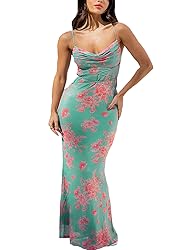 ABINGOO Women Vintage Spaghetti Strap Maxi Dress