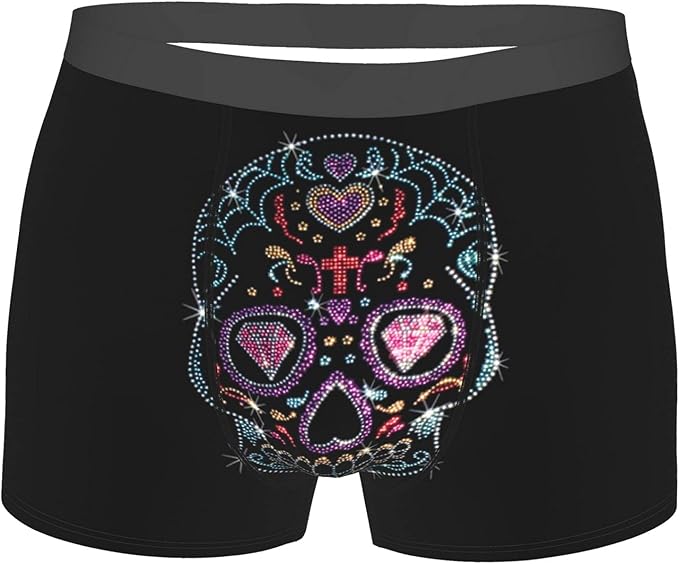 Rhinestone Studs Sugar Skull Comfort Men's Boxer Briefs Underwear