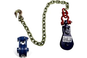 Bigorenda 2 Ton Snatch Block with G80 Chain,Flatbed Tow Truck Rollback Wrecker Car Carrier Cable,3" Sheave for 3/8" Inch Wire Rope,Swivel Shackle,Snatch Block Pulley for Towing Recovery Applications
