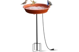 Feemiyo Heated Bird Bath for Outdoors for Winter, 75W Bird Bath Water Heater Bird Bath Deicer,Deep Bowl Thermostatic Control Weather Resistance Available with Stable Metal Pole for All Seasons Garden