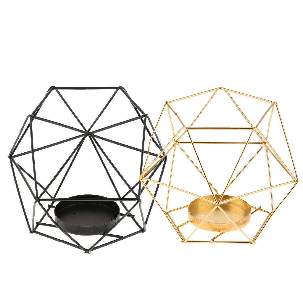 2 x Hollow Hexagon Geometric Tea Light Votive Candle Holder Wedding Set A