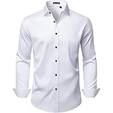 ROUWELL Mens Wrinkle Free Dress Shirts Regular Fit Business Button Down Shirt Formal Long Sleeve Wedding Stretch Shirts