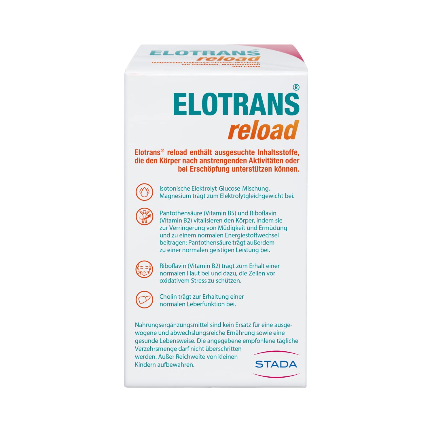 ELOTRANS reload - isotonische Elektrolyt-Glucose-Mischung - Nahrungsergänzungsmittel mit Magnesium, Kaliumchlorid, Cholin und B-Vitaminen - 1 x 15 Beutel 2